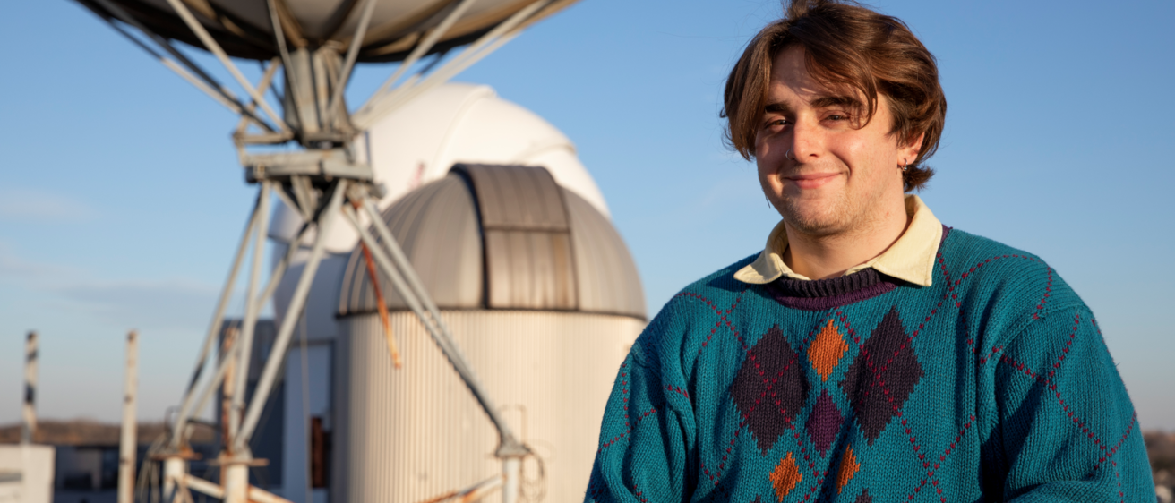 Jeff Leiberton in front of the Van Allen Observatories